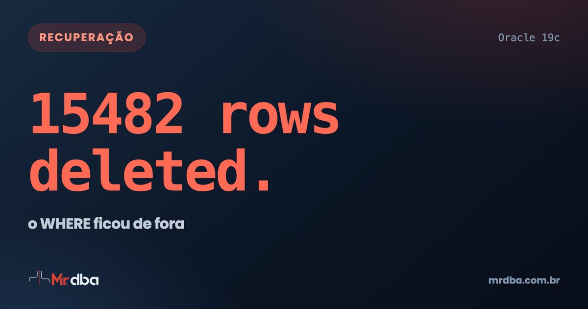 Terminal mostrando 15482 rows deleted, com a nota: o WHERE ficou de fora