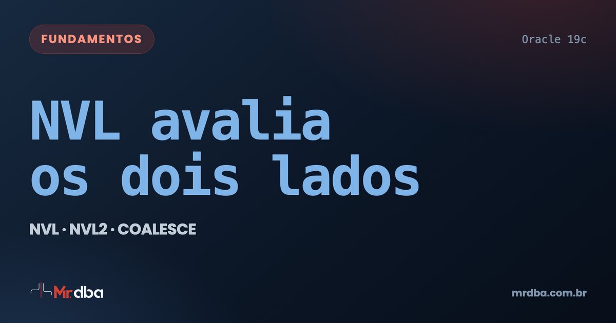 NVL avalia os dois lados, comparando NVL, NVL2 e COALESCE